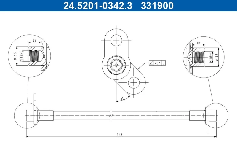 Image of ATE 24.5201-0342.3 Brake Hose Brake Hose (83)