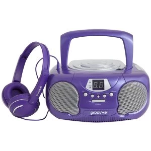Image of Groov-e Portable CD/Radio Boombox - Purple