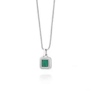 Image of Malachite Palm Square Sterling Silver Necklace WN08_SLV