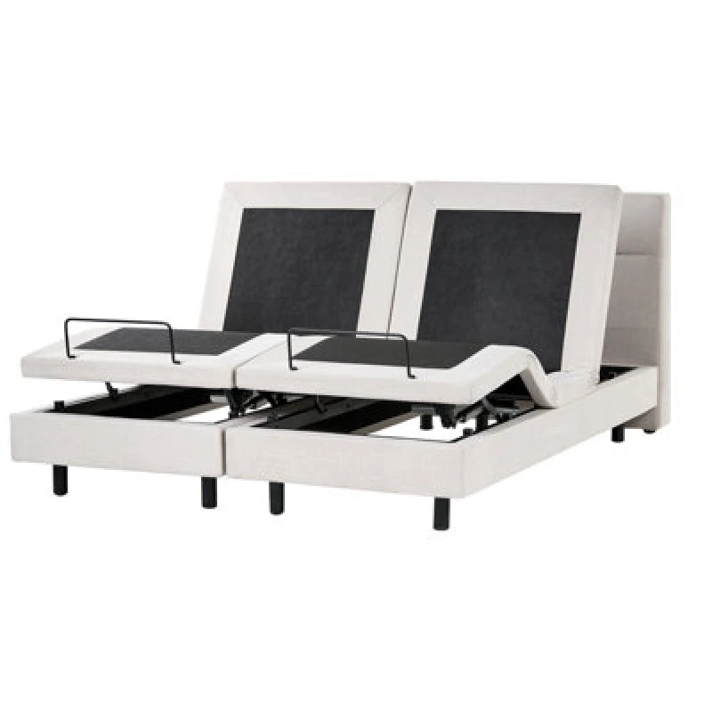 Image of Beliani Adjustable Bed Fabric Viceroy 180 X 200 Cm (Eu Super King) Light Beige