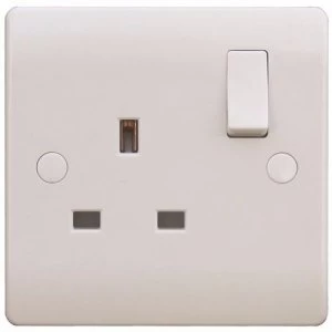 ESR Sline 1 Gang White 13a Switched Double Pole UK Plug Socket