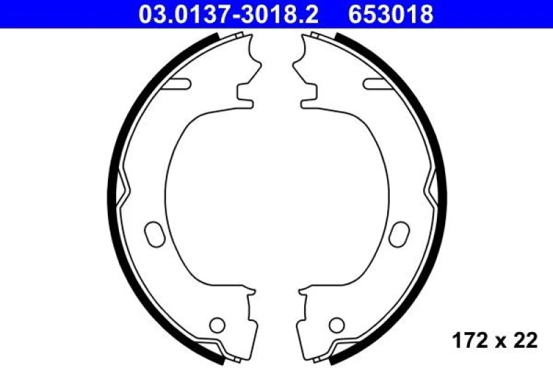 Image of ATE 03.0137-3018.2 Handbrake Shoes without lever Brake Shoe Set,parking brake (1419)