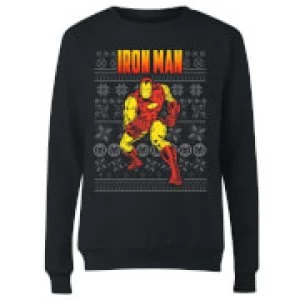 image of Marvel Avengers Classic Iron Man Womens Christmas Sweatshirt - Black