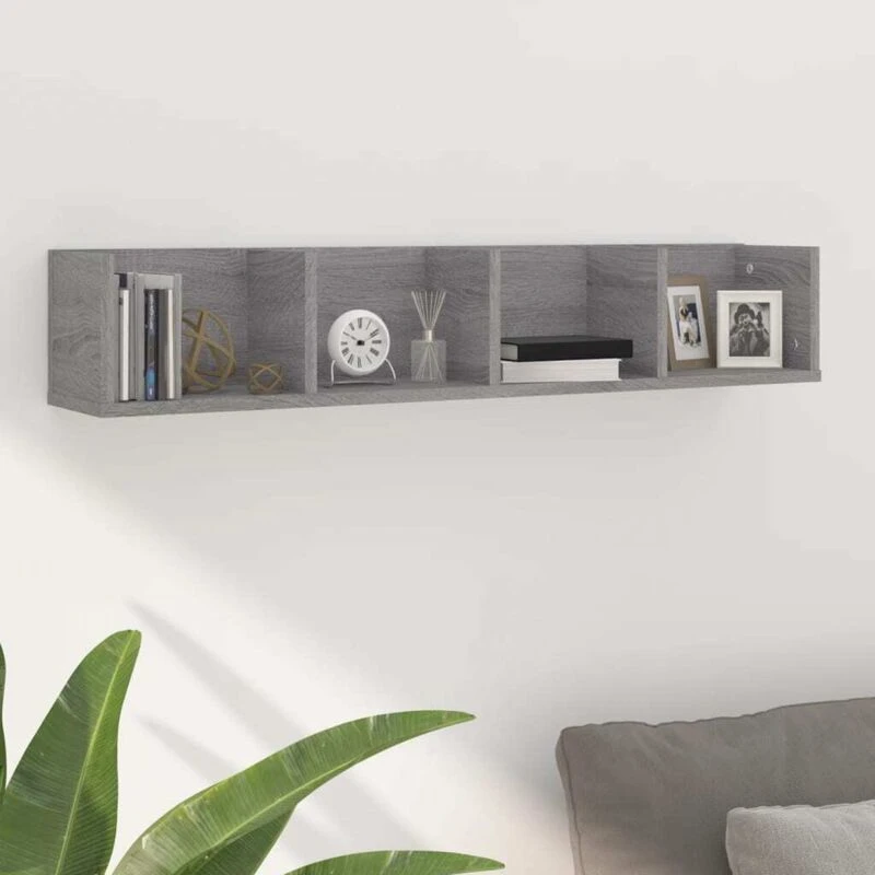 Image of VIDAXL Vidaxl - cd Wall Shelf Grey Sonoma 100x18x18cm Engineered Wood 826618