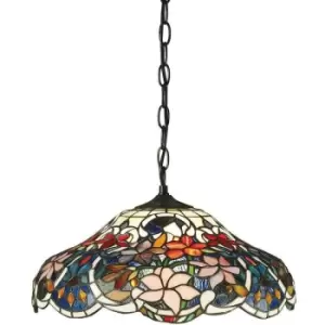 image of Interiors Sullivan - 1 Light Medium Ceiling Pendant Dark Bronze, Tiffany glass, E27