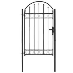 image of Vidaxl Fence Gate With Arched Top Steel 100X175cm Black