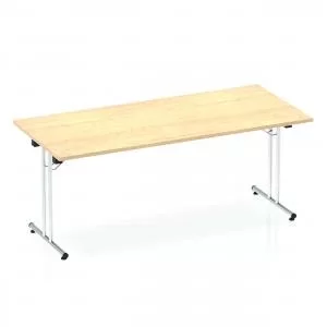 Image of Sonix Rectangular Chrome Leg Folding Meeting Table 1800x800mm Maple