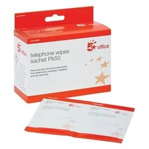 Image of 5 Star Cleaning Sachets for Telephone Bactericidal Non Hazardous Pack of 50