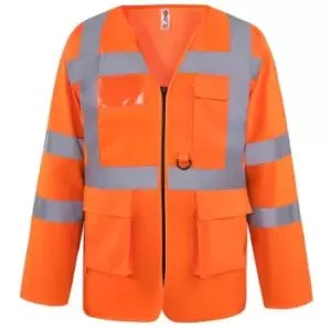 Image of Yoko Mens Executive Hi-Vis Long Sleeve Safety Waistcoat (3XL) (Hi Vis Orange) - Hi Vis Orange
