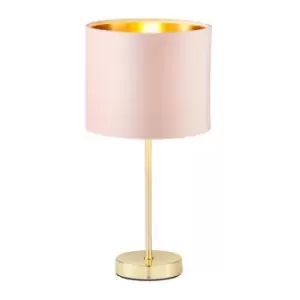 Image of Bhs Velvet Table Lamp Pink and Brass