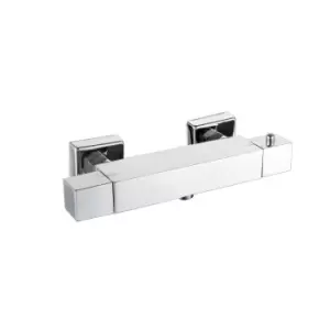 image of Cube thermostatic square bar shower valve - bottom outlet