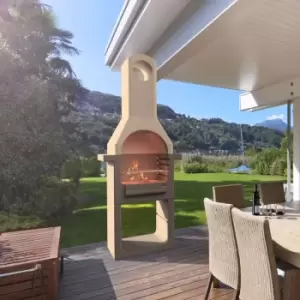Image of Vidaxl - Concrete Charcoal BBQ Stand with Chimney - Grey