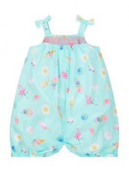 image of Monsoon S.E.W. Baby Girls Layla Romper - Aqua