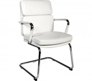 Image of TEKNIK Deco 1101WH Faux Leather Visitor Chair - White & Bright Chrome, White