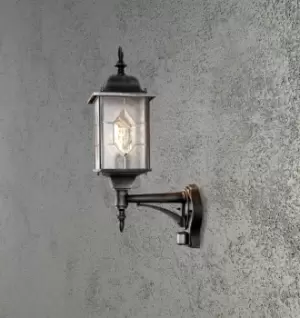 Image of Milano Outdoor Modern Lantern Wall Lamp, Up, Black , Silver, IP43