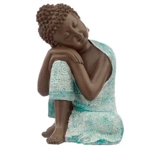 Image of Thai Buddha, Brown, White and Turquoise - Contemplation