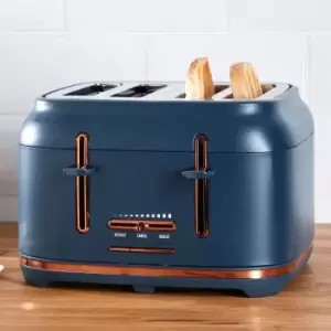 Image of Dunelm 4 Slice Matt Navy & Copper Toaster
