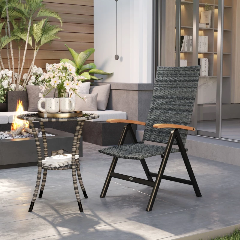 Image of Outsunny Outdoor Folding Rattan Chair - Dining Chair - Grey TJ Hughes 5063603501256