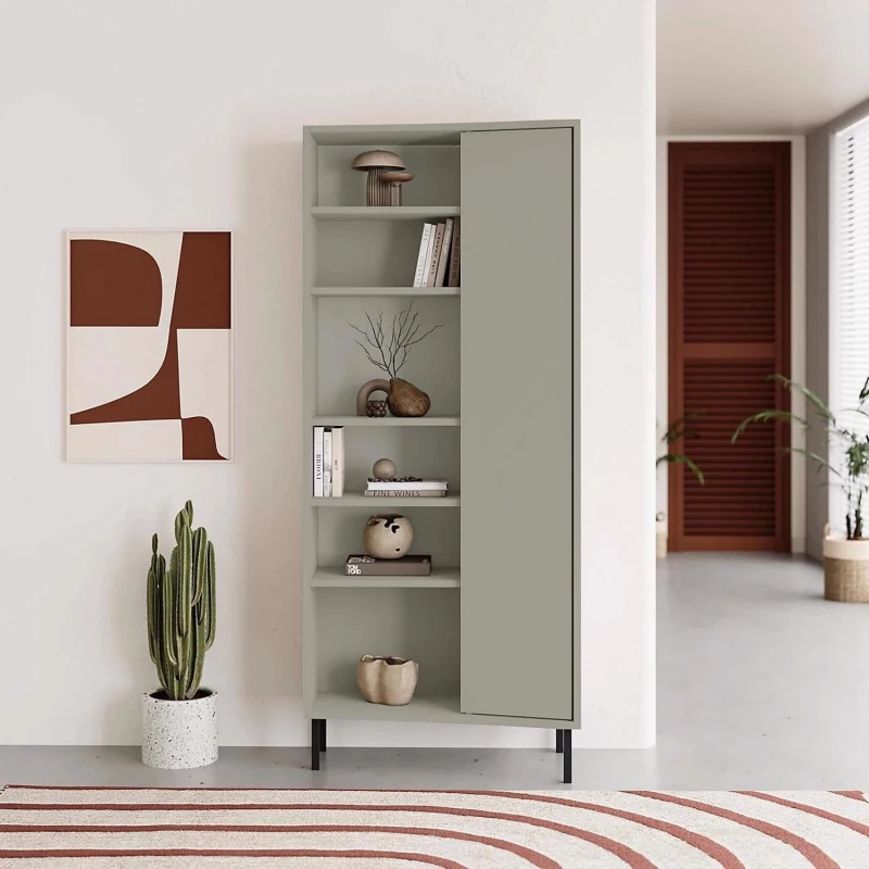 Image of FWStyle FWStyle 5 Tier Ash Green Curved Bookshelf Storage Unit Green One Size Unisex 5056413132895