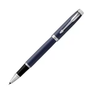 Image of Parker IM Matte Blue Chrome Trim Rollerball Pen