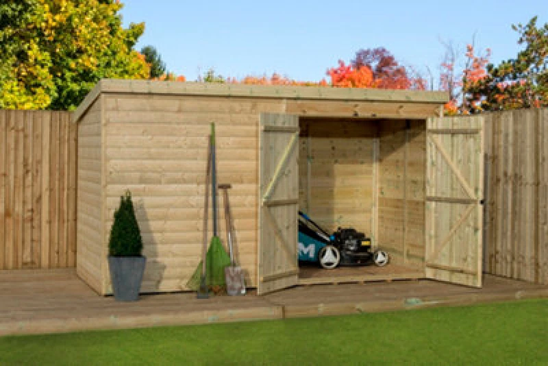 Image of Empire Sheds Empire 4000 Pent 9X3 Pressure Treated Tongue And Groove Wooden Garden Shed Double Door Right (9' X 3' / 9ft X 3ft) (9X3)