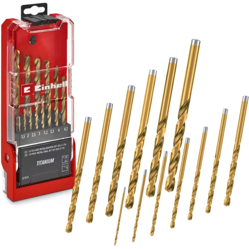 Image of Einhell 13 Piece HSS-G Titanium Coated Drill Bit Set 49427013