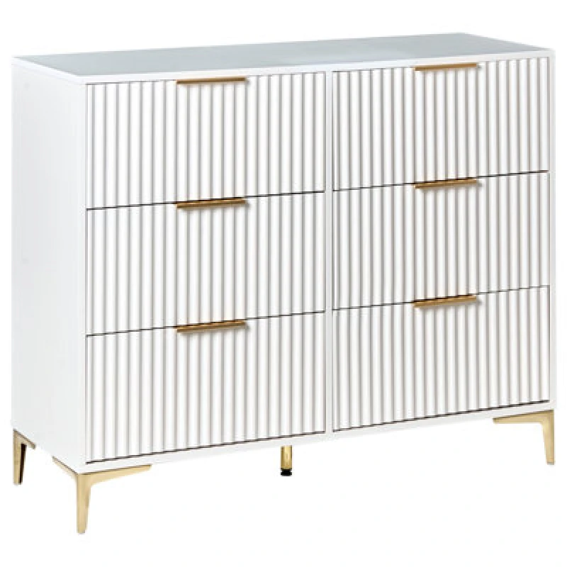 Image of Beliani Minimalist 6 Drawer Chest Walcott White
