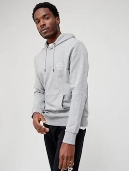 image of Jack & Jones Small Logo Overhead Hoodie - Grey, Light Grey Melange Size M Men