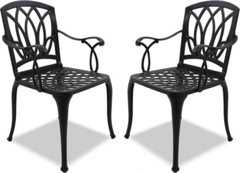 Image of Centurion Supports Positano 2-Large Garden And Patio Bistro Chairs With Armrests In Cast Aluminium Black