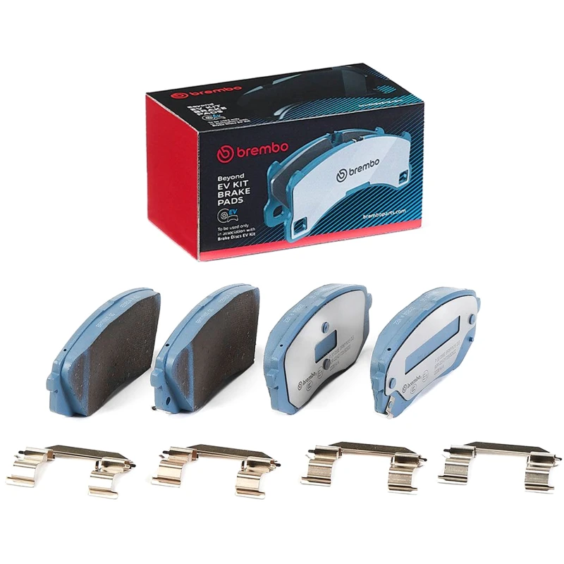 Image of BREMBO P 30 056E Brake pad set BEYOND LINE - EV with acoustic wear warning, with accessories, with anti-squeak plate Brake Pad Set,disc brake (402)