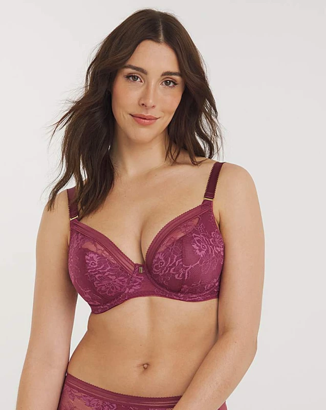 Image of Fantasie Fantasie Fusion Lace Plunge Bra Rosewood Rosewood - Fantasie - Size: 32D Rosewood Female 32D LO44501