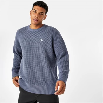 image of Jack Wills Waffle Crew Neck Jumper - Dusky Blue