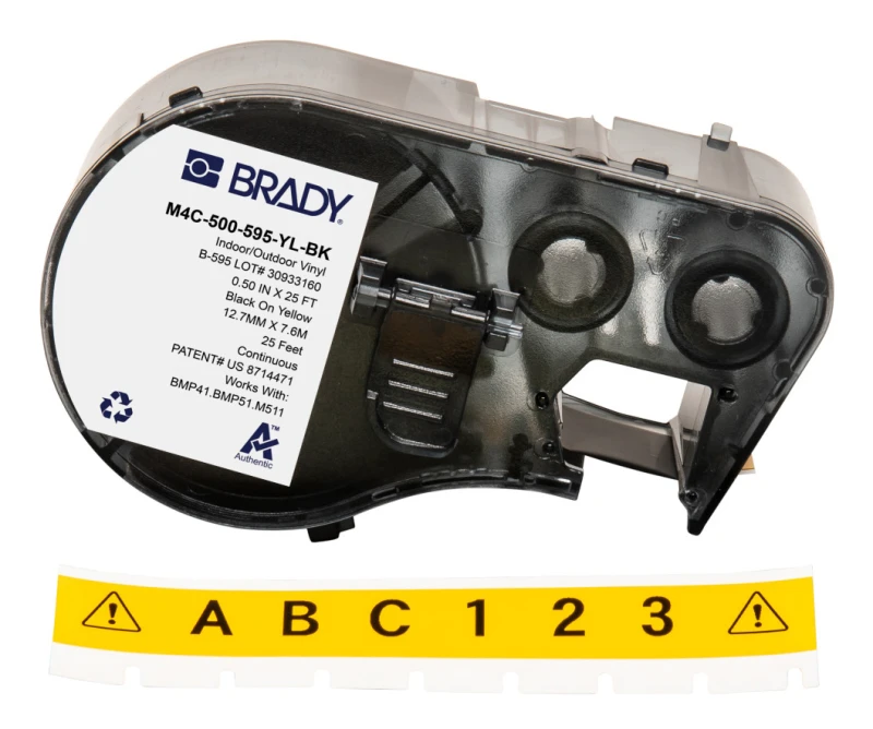Image of Brady M4C-500-595-YL-BK printer label Black. Yellow Self-adhesive prin