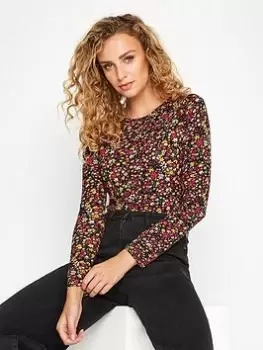 Image of Long Tall Sally Orange Ditsy Print Bodysuit, Black, Size 20, Women