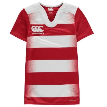 Image of Canterbury CCC Challenge Hooped Rugby Shirt Junior Boys - White