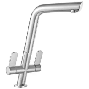 image of Franke Silk Steel Twin Lever Single-Flow Kitchen Mixer Tap - Cresta