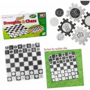 Image of MY 2 in 1 Giant Draughts and Chess Set Game For The Garden Or Indoors