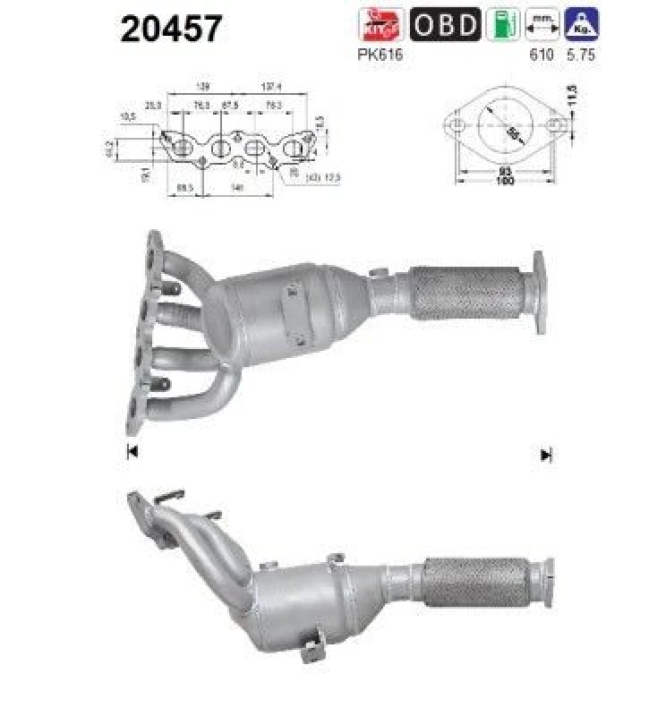 Image of AS Catalytic converter AS 20457