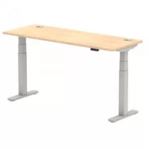 image of Air 1600/600 Maple Height Adjustable Desk with Cable Ports with Silver Legs