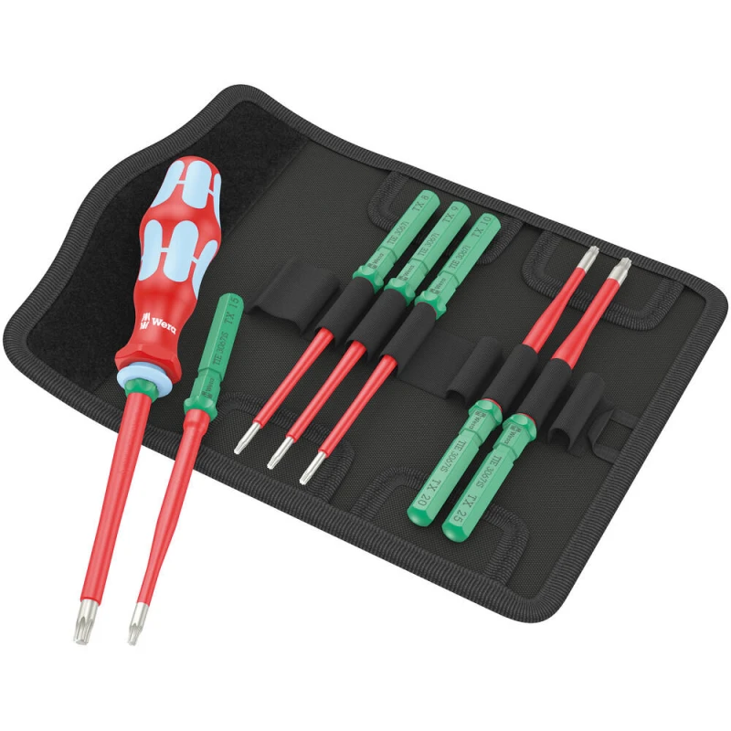Image of Wera Kraftform Kompakt 8 Piece VDE Insulated Extra Slim Stainless Steel Screwdriver Set 5006630001
