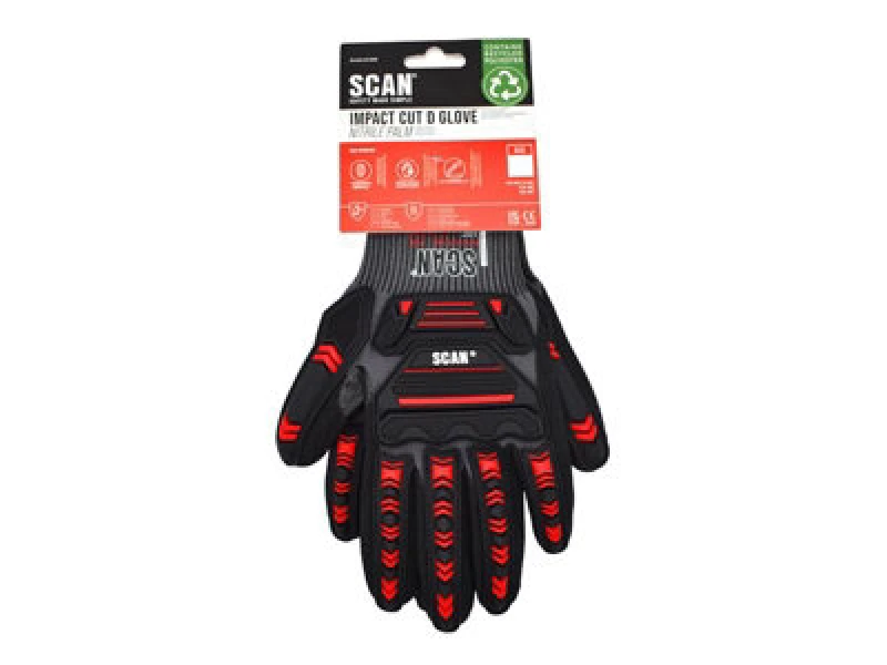 Image of Scan NJC3266DQS Nitrile Palm Impact Cut D Gloves - L (Size 9) NJC3266DQS