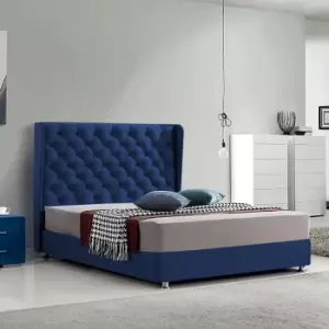 Image of Ondra Bed Small Double Plush Velvet Blue
