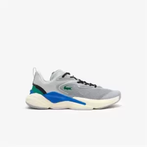 image of Mens Lacoste Aceshot Textile Colour-Pop Trainers Size 10 UK Light Grey & Light Green