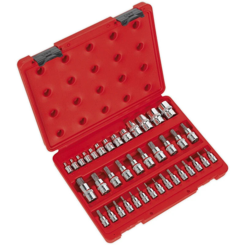 Image of Loops 38pc TRX Star Socket & SECURITY Bit Set - 1/4" 3/8" 1/2" Sq Drive Male & Female Multi