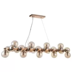 image of Italux Lighting - Italux Cabella - Modern Hanging Pendant Golden 25 Light with Cognac Shade, G9