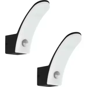 Image of 2 PACK IP44 Outdoor Wall Light & PIR Sensor Black Aluminium 11W LED