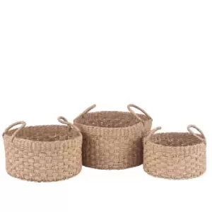 Image of Eula Set of 3 Woven Seagrass Handled Storage Baskets Natural