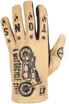 image of Helstons Kustom Motorcycle Gloves, beige, Size 3XL, beige, Size 3XL