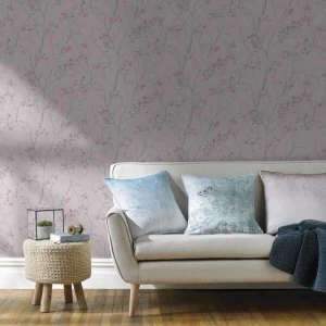 Image of Superfresco Easy Pink Spring Blossom Branch Floral Wallpaper - One size