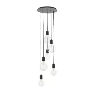 Image of Ceiling Pendant Light Matt Black 6 x 10W LED E27 Dimmable Six Lights